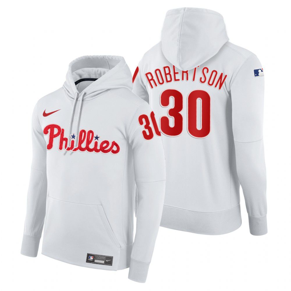 Men Philadelphia Phillies #30 Robertson white home hoodie 2021 MLB Nike Jerseys